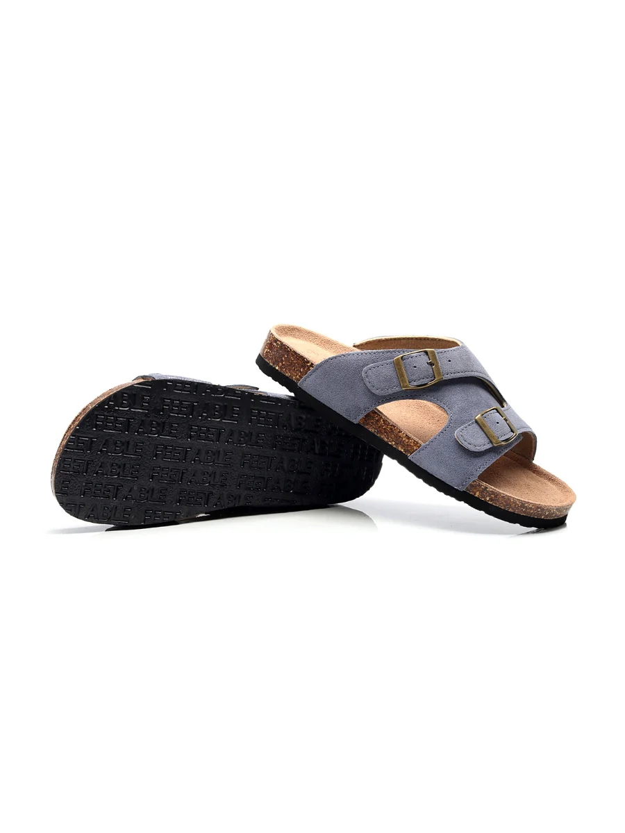 Maibulun | Mauve Criss Cross Wrap Suede Sandals Slides - Grey - Image 5
