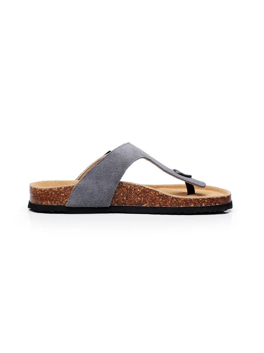 Maibulun | Grey Suede T-Strap Leather Sandal - Image 4
