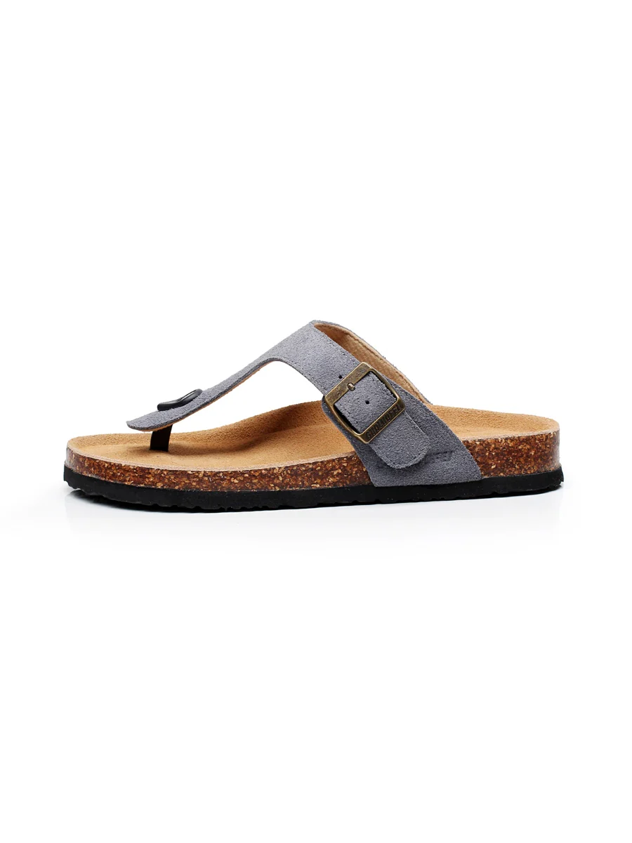 Maibulun | Grey Suede T-Strap Leather Sandal - Image 5