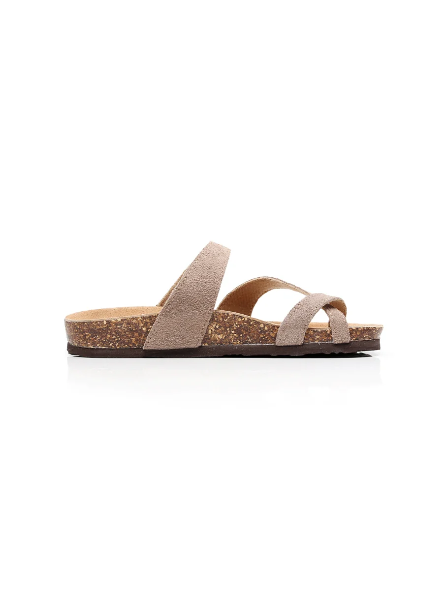 Maibulun | Latte Buckle-Accent Suede Upper Sandal - Image 4