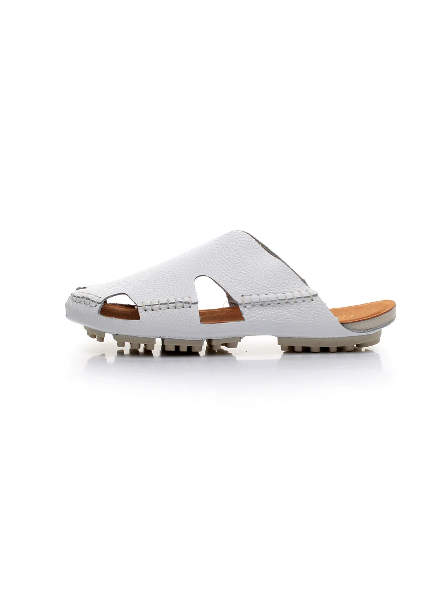 Maibulun | Massage Sole Cut-Out Genuine Leather Mule - White - Image 3