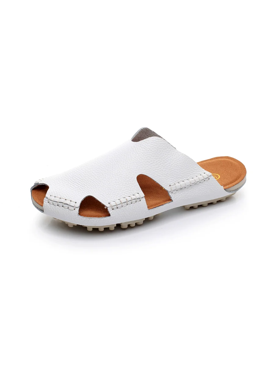 Maibulun | Massage Sole Cut-Out Genuine Leather Mule - White - Image 4