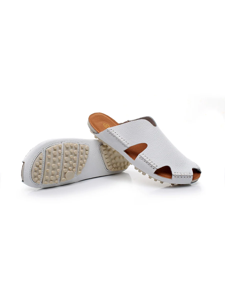 Maibulun | Massage Sole Cut-Out Genuine Leather Mule - White - Image 7