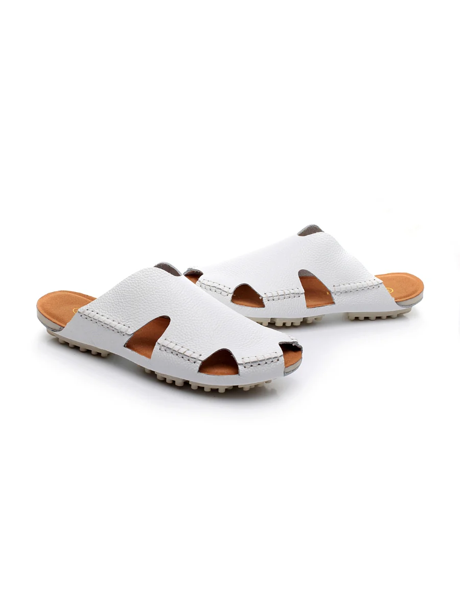 Maibulun | Massage Sole Cut-Out Genuine Leather Mule - White - Image 8