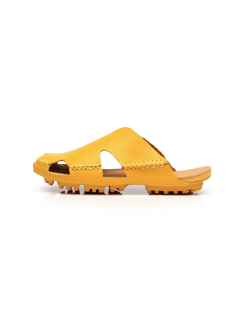 Maibulun | Massage Sole Cut-Out Genuine Leather Mule - Yellow - Image 3