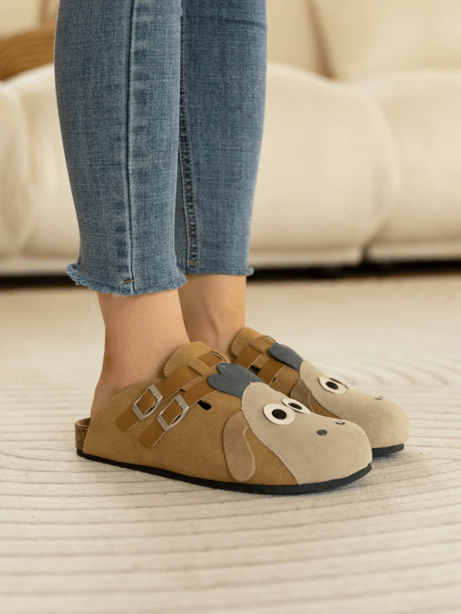 Maibulun | Moo Moo Baa Baa Double Strap Suede Clog - Khaki - Image 2