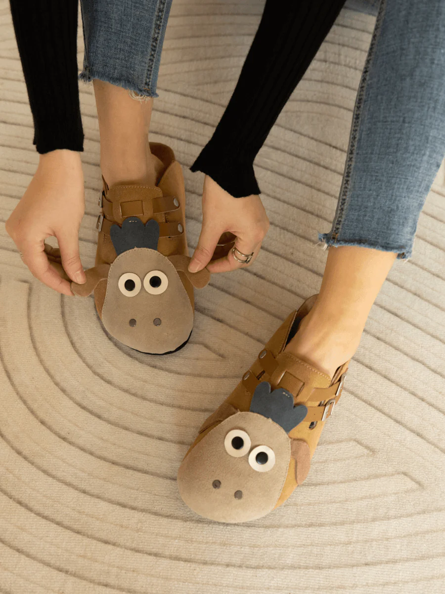 Maibulun | Moo Moo Baa Baa Double Strap Suede Clog - Khaki - Image 4
