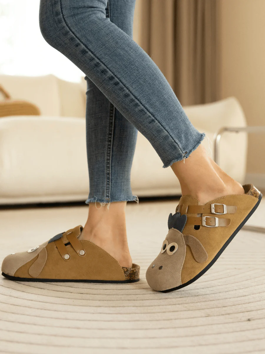 Maibulun | Moo Moo Baa Baa Double Strap Suede Clog - Khaki - Image 5