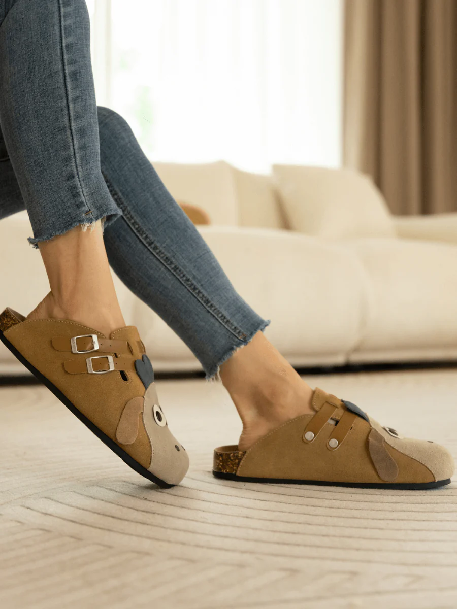 Maibulun | Moo Moo Baa Baa Double Strap Suede Clog - Khaki - Image 6