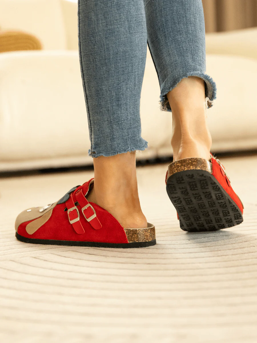 Maibulun | Moo Moo Baa Baa Double Strap Suede Clog - Red - Image 7