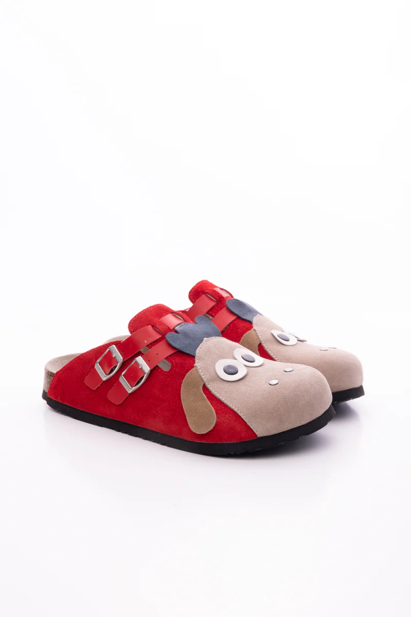 Maibulun | Moo Moo Baa Baa Double Strap Suede Clog - Red - Image 8