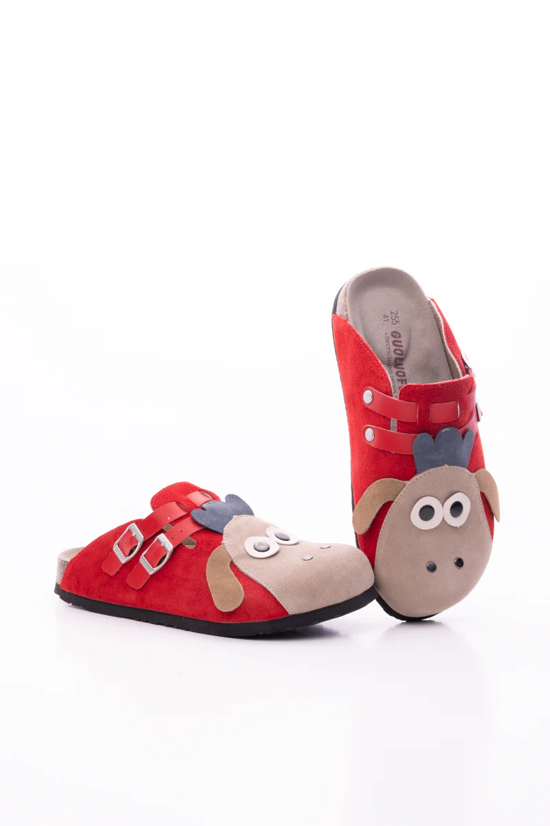 Maibulun | Moo Moo Baa Baa Double Strap Suede Clog - Red - Image 9