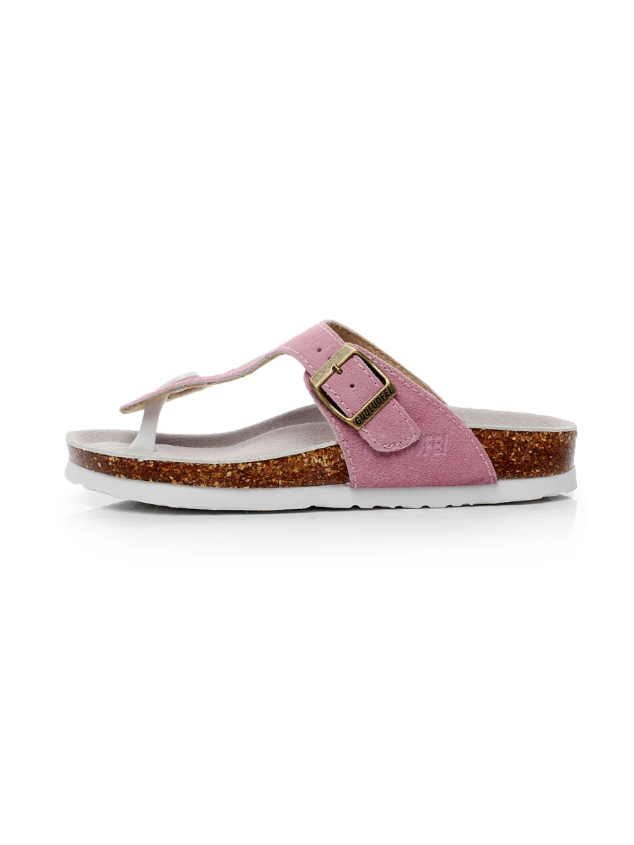 Maibulun | Pink Suede T-Strap Leather Sandal - Image 4
