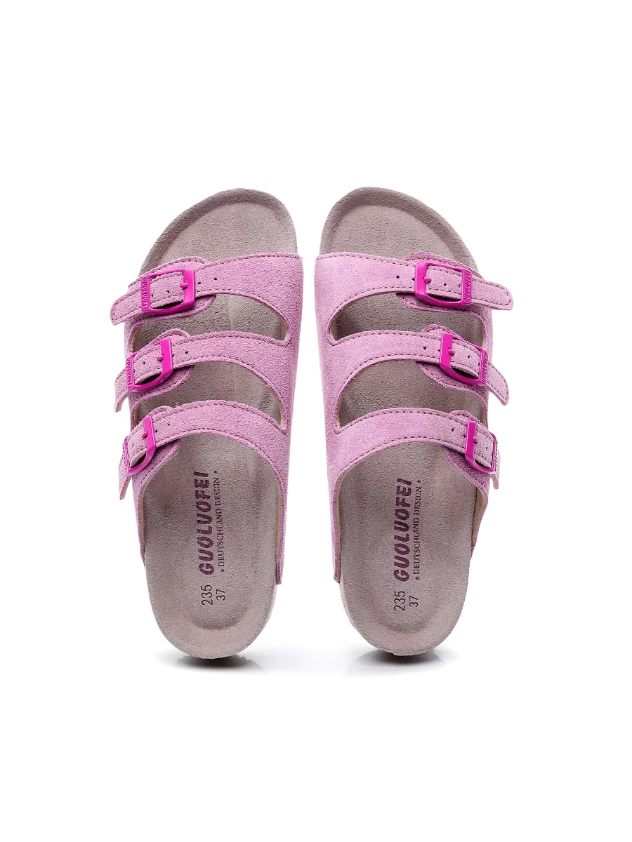 Maibulun | Pink Triple-Buckle Suede Upper Sandal - Image 4