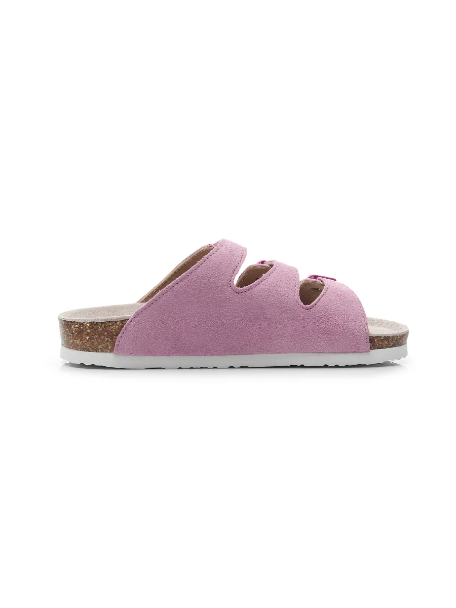 Maibulun | Pink Triple-Buckle Suede Upper Sandal - Image 5