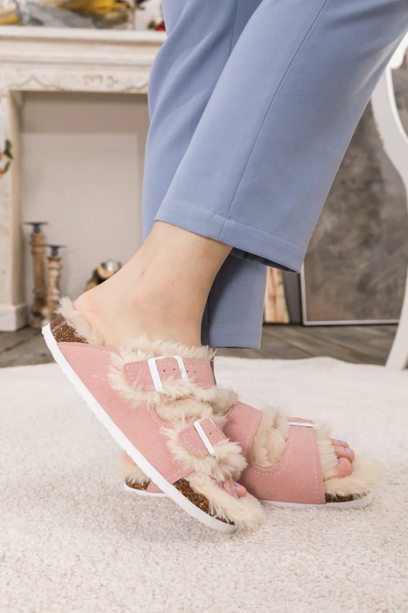 Maibulun | Plush Insole Dual-Strap Sandals - Pink - Image 4