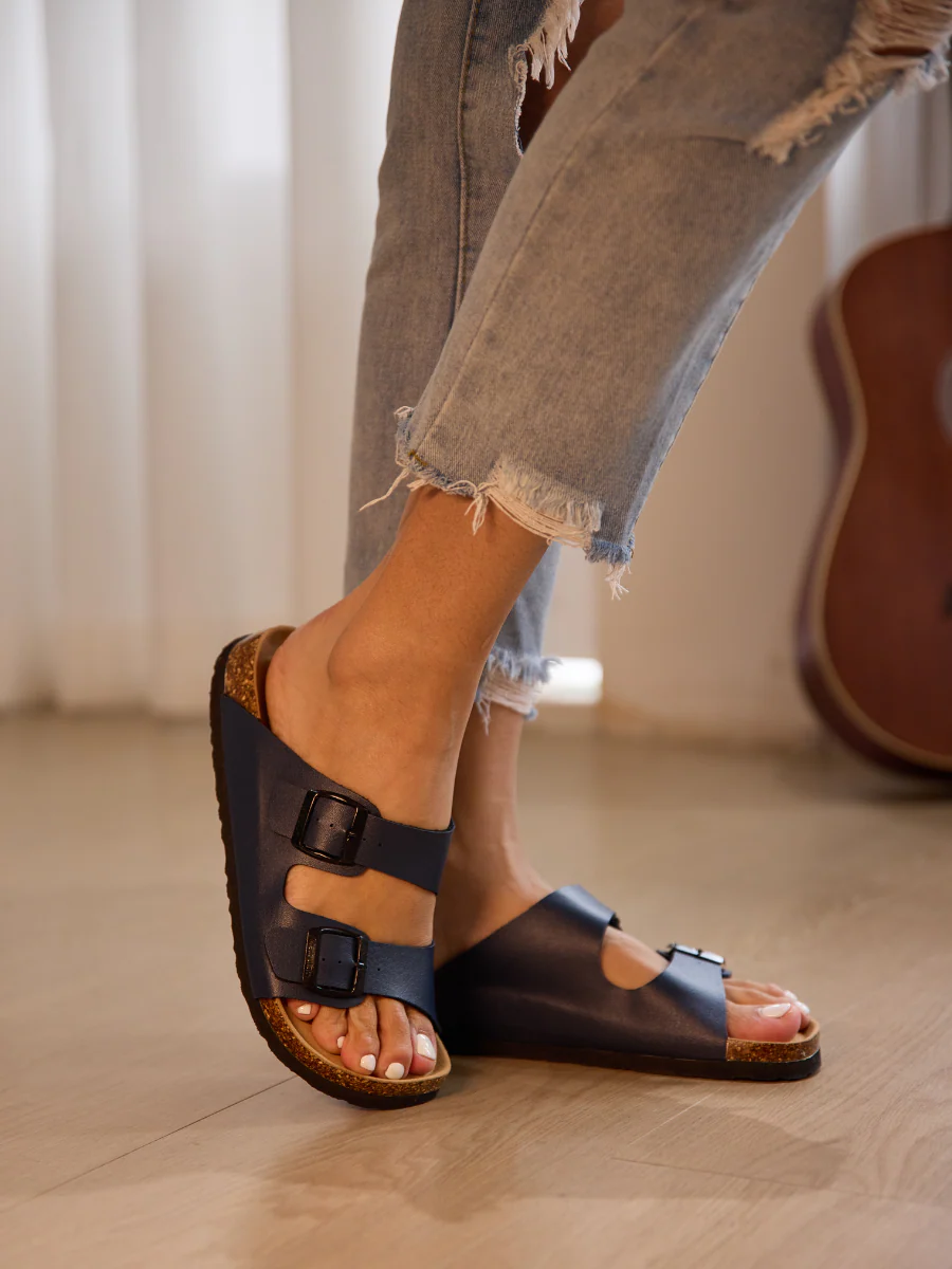 Maibulun | Signature Double Strap Footbed Sandal - Navy - Image 2