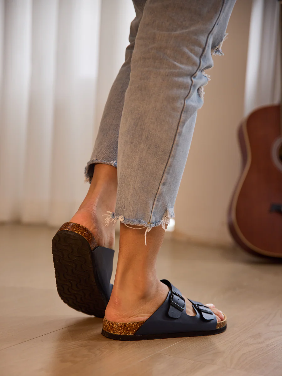 Maibulun | Signature Double Strap Footbed Sandal - Navy - Image 3