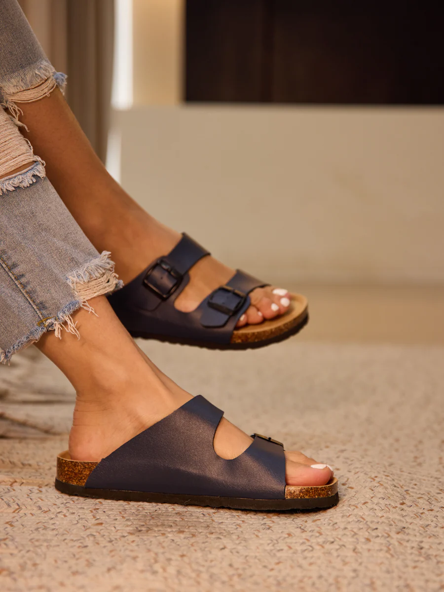 Maibulun | Signature Double Strap Footbed Sandal - Navy - Image 4