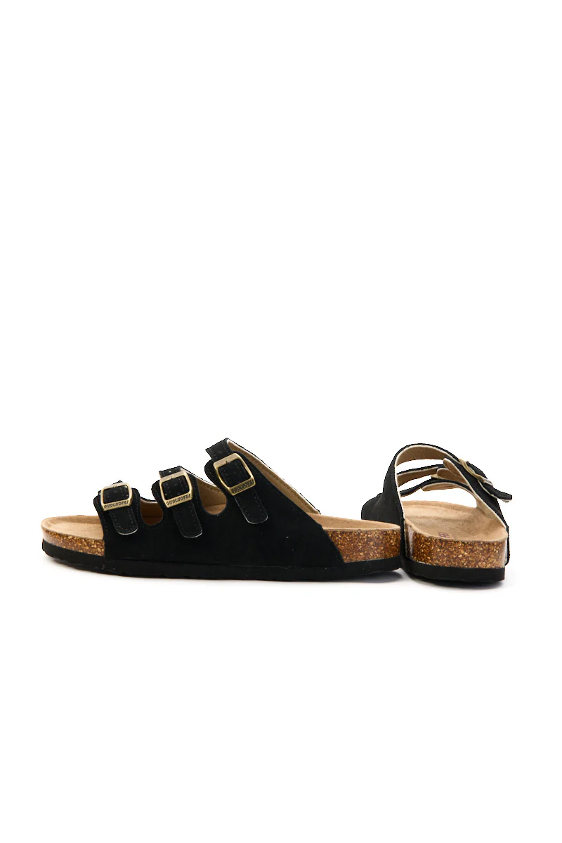 Maibulun | Signature Tri Strap Suede Footbed Sandal - Black - Image 10