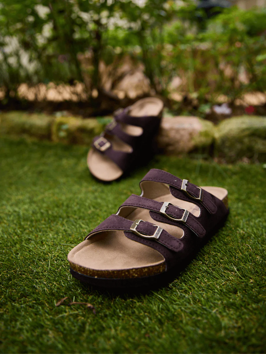 Maibulun | Signature Tri Strap Suede Footbed Sandal - Brown - Image 6
