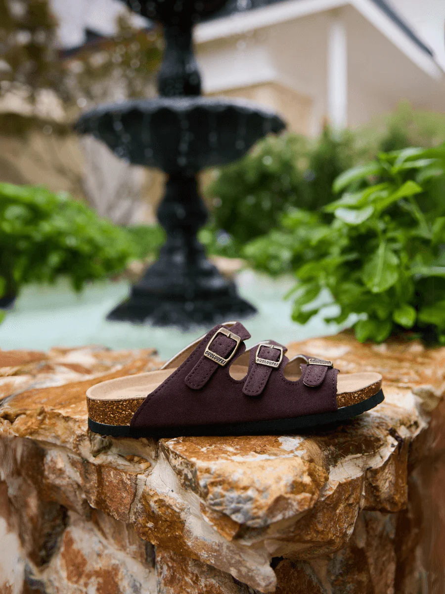 Maibulun | Signature Tri Strap Suede Footbed Sandal - Brown - Image 7