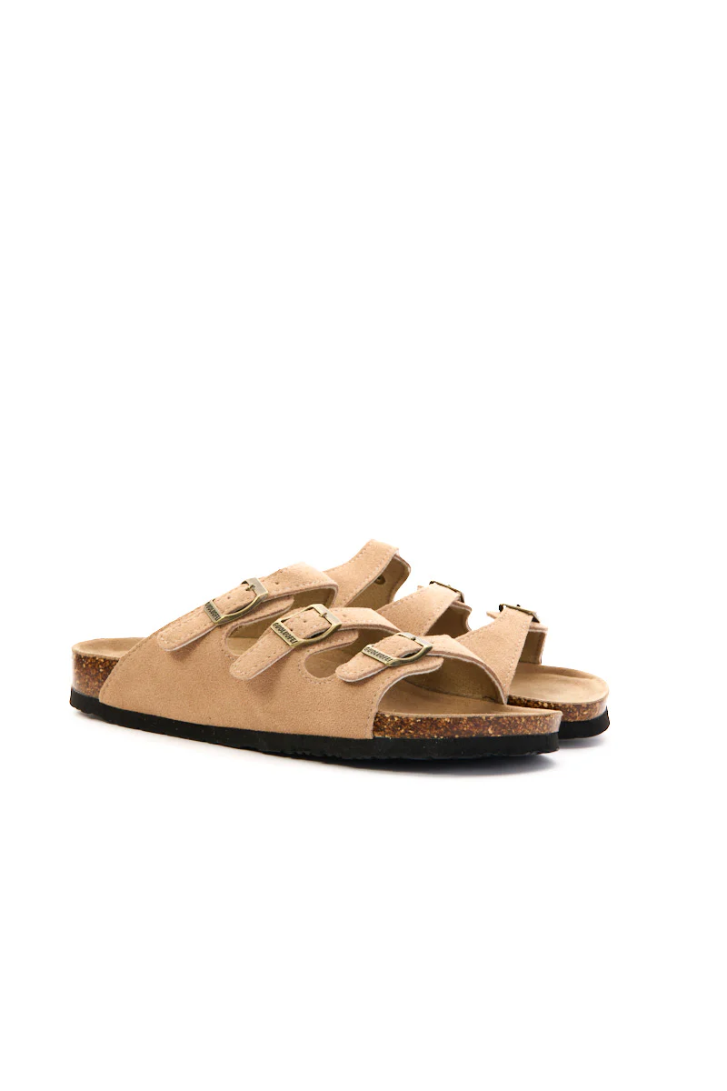 Maibulun | Signature Tri Strap Suede Footbed Sandal - Khaki - Image 8