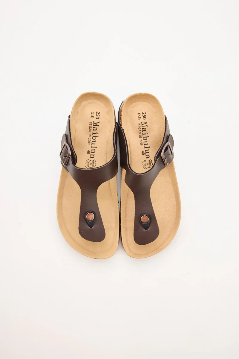 Maibulun | T-Strap Footbed Sandal - Brown - Image 7