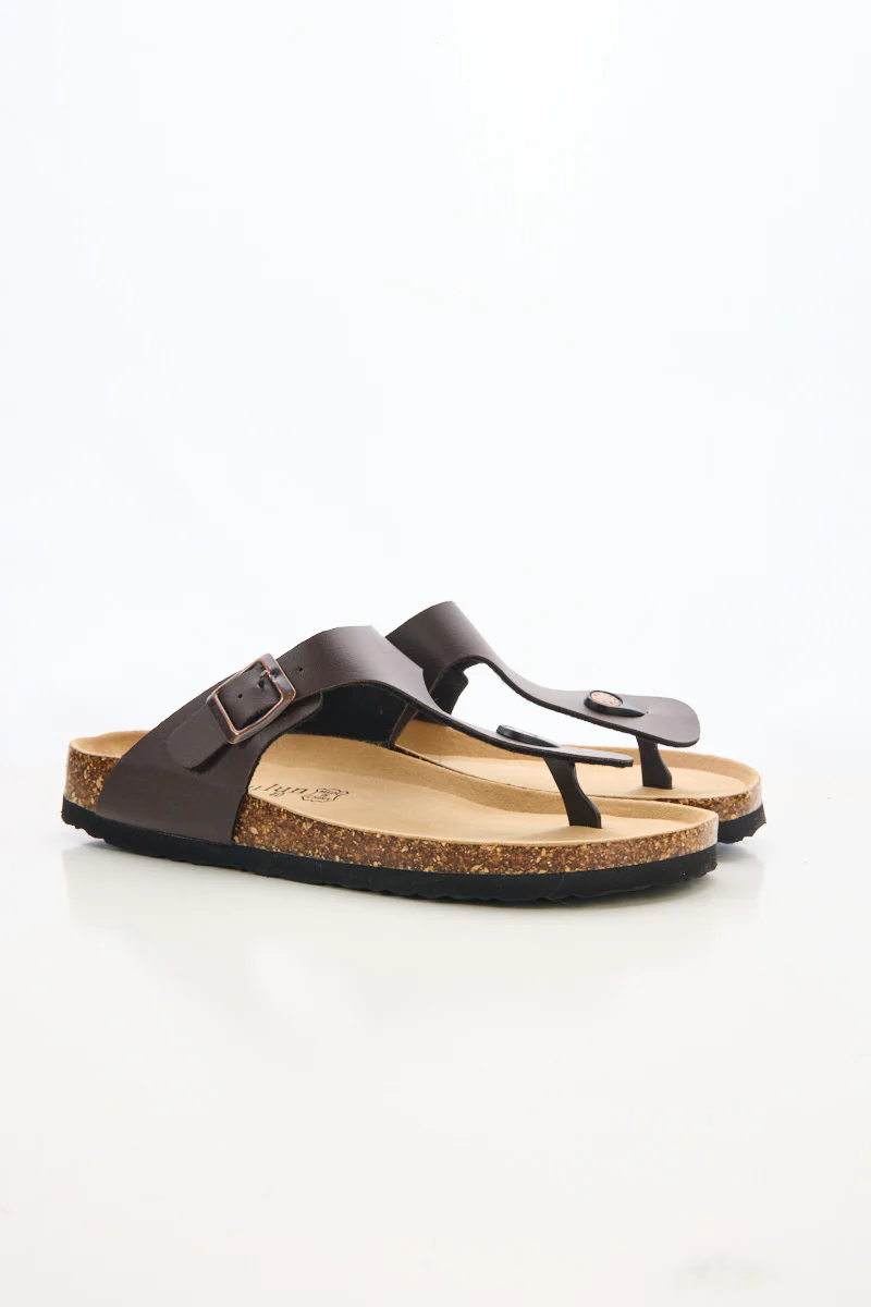 Maibulun | T-Strap Footbed Sandal - Brown - Image 8