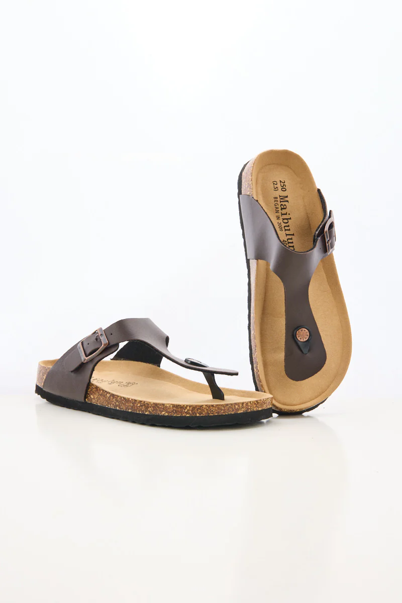 Maibulun | T-Strap Footbed Sandal - Brown - Image 9