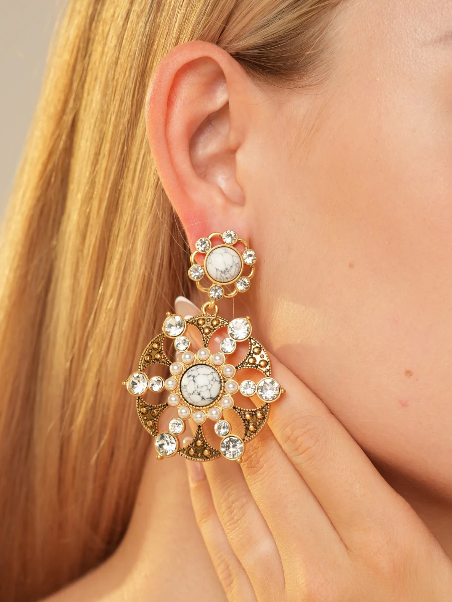 Make Wish Gemstone Gold Plated Earrings - Image 2