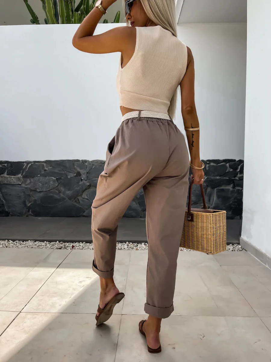 Mandy High Rise Denim Pants - Brown - Image 6