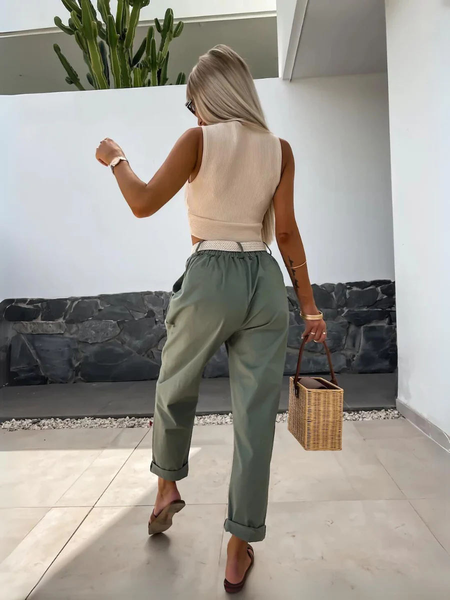 Mandy High Rise Denim Pants - Sage - Image 3