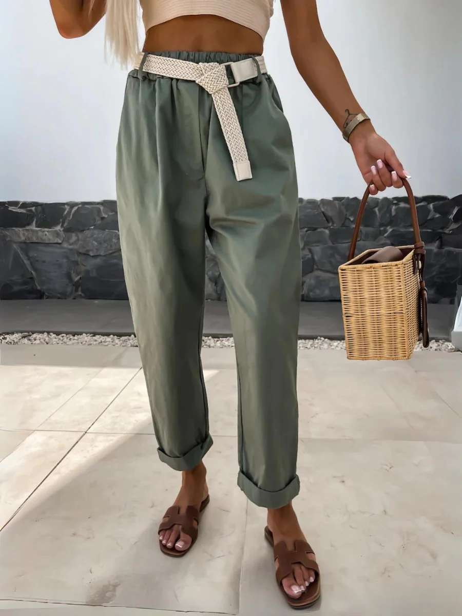 Mandy High Rise Denim Pants - Sage - Image 4