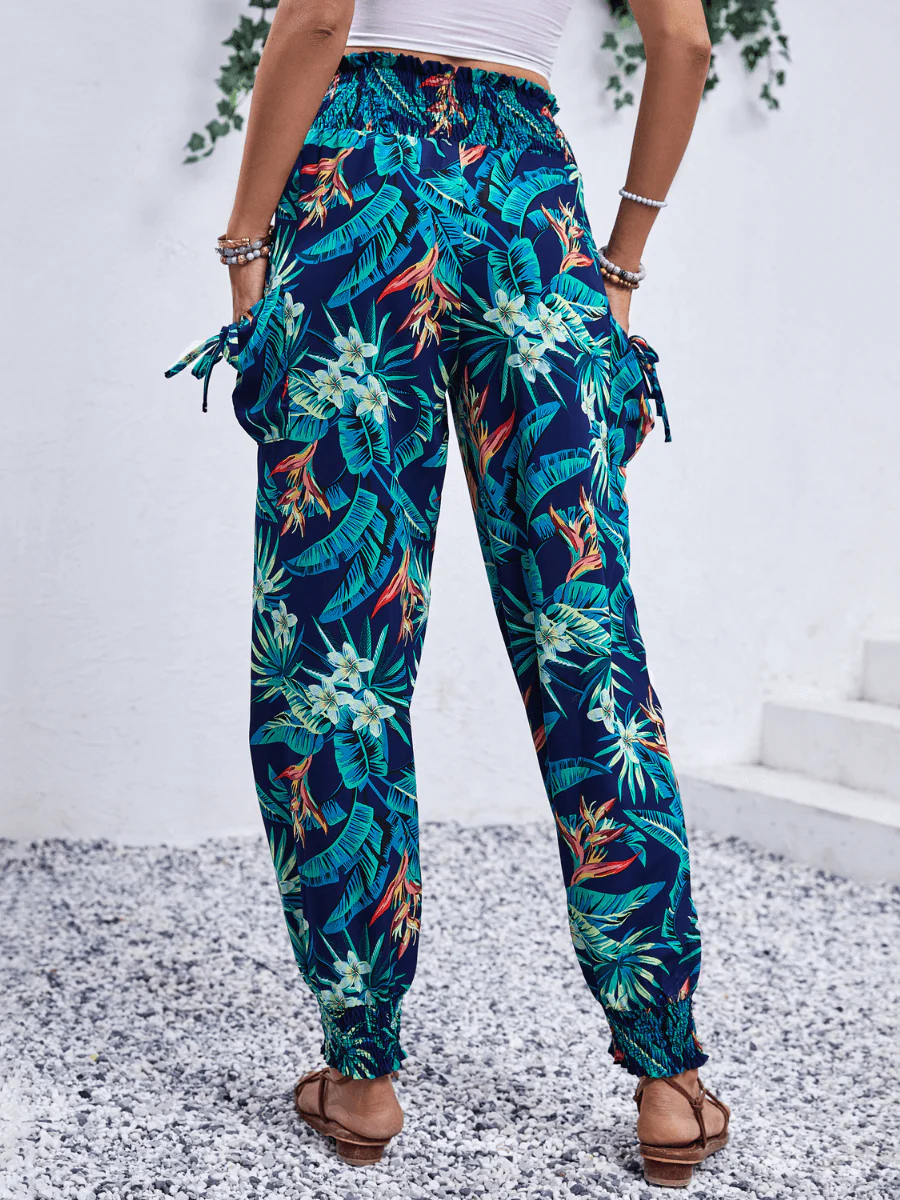 Mandy Palm Print High Rise Cargo Pants - Green - Image 4
