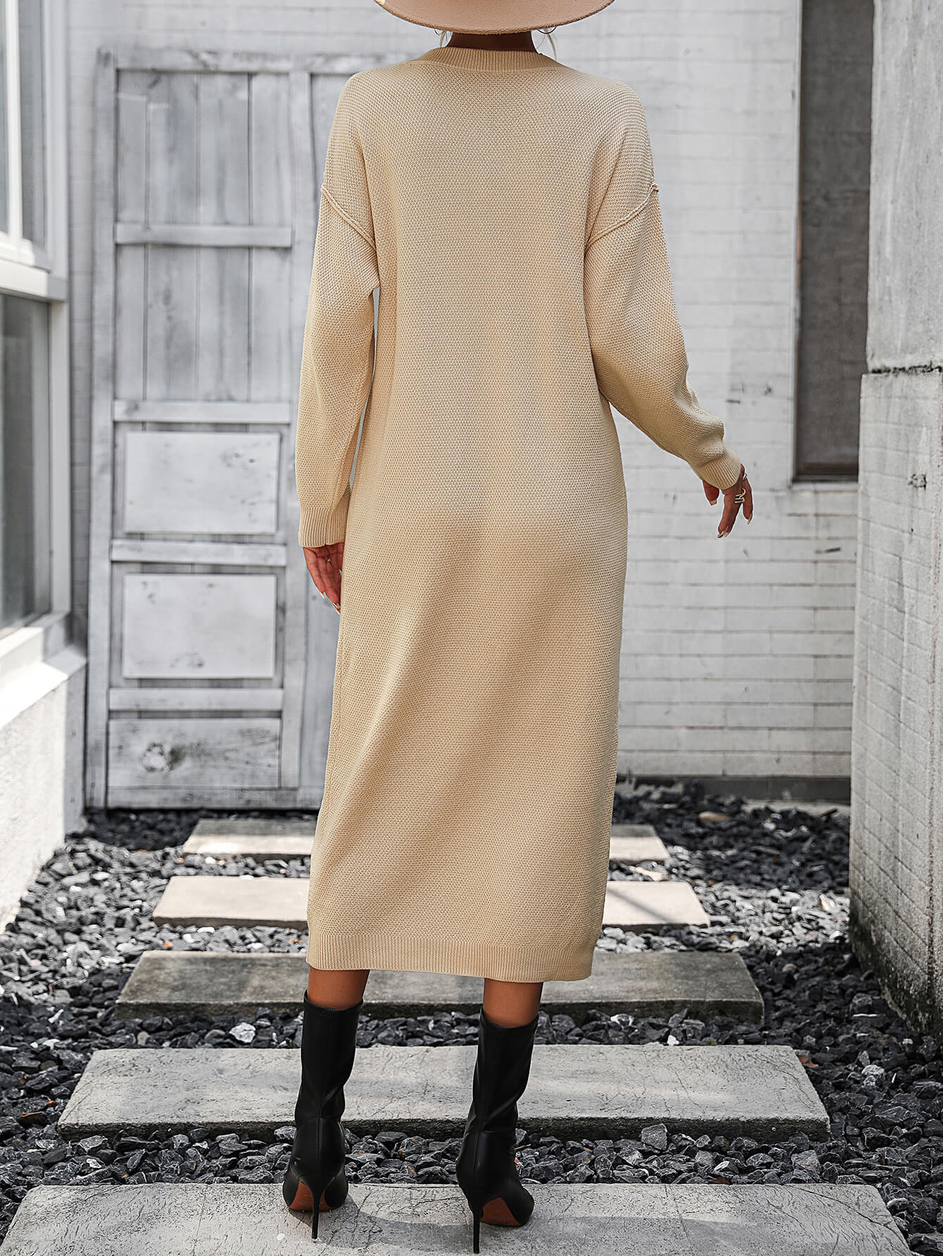 Massey Knit Midi Sweater Dress - Beige - Image 3