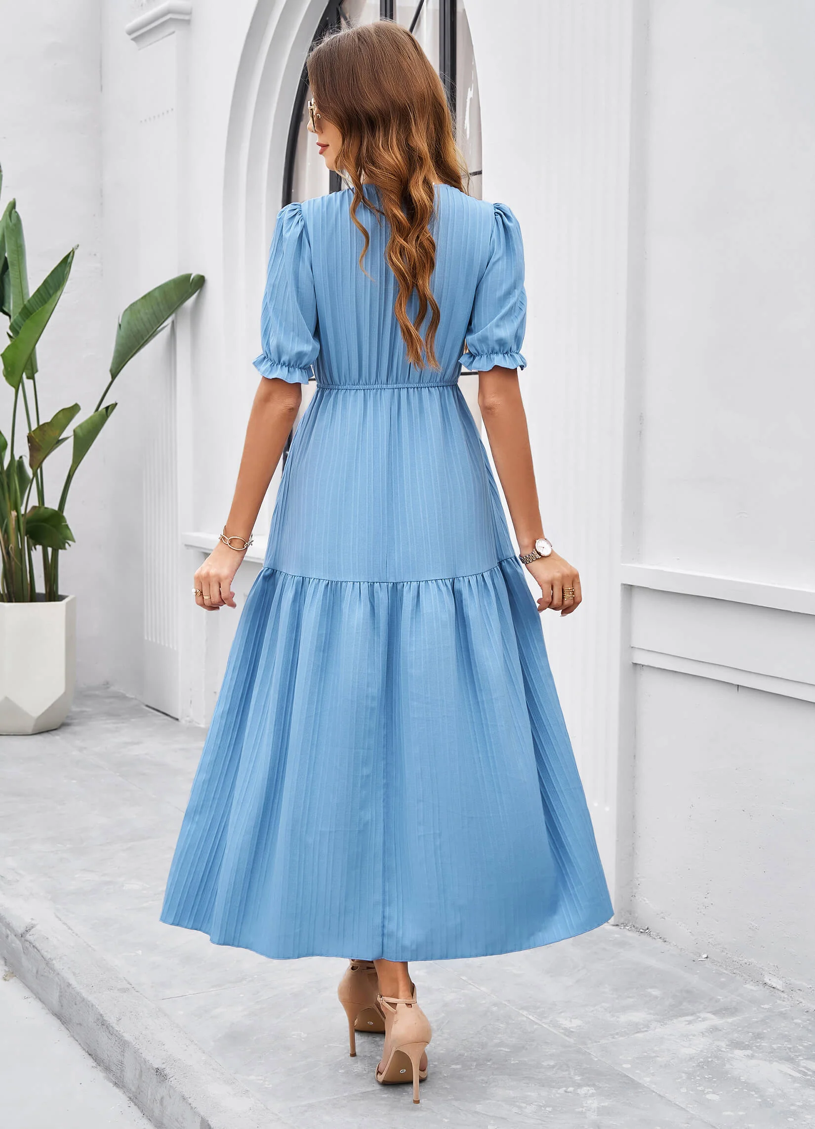 Meadow Smock Midi Dress - Blue - Image 5