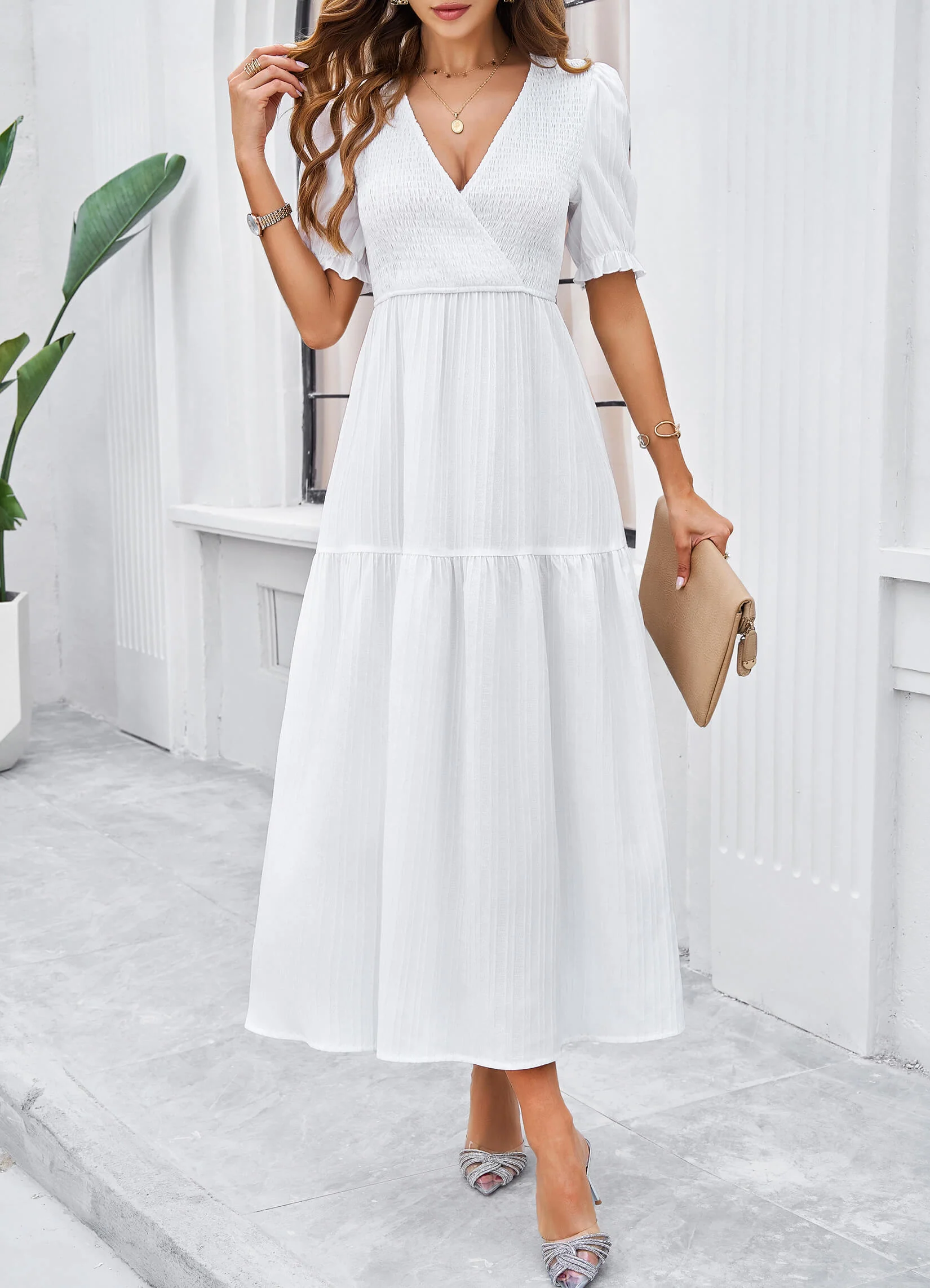 Meadow Smock Midi Dress - White - Image 2