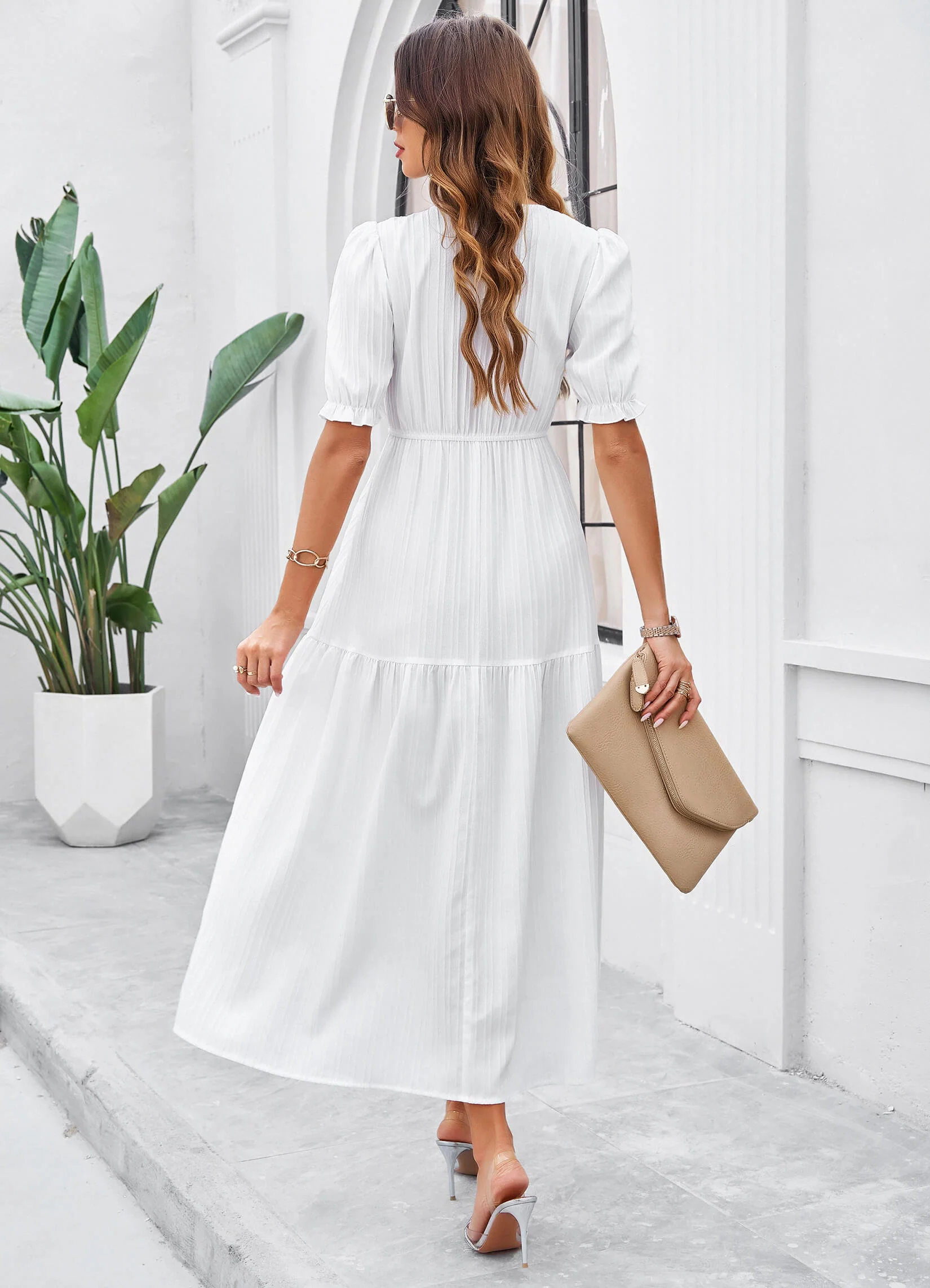 Meadow Smock Midi Dress - White - Image 5