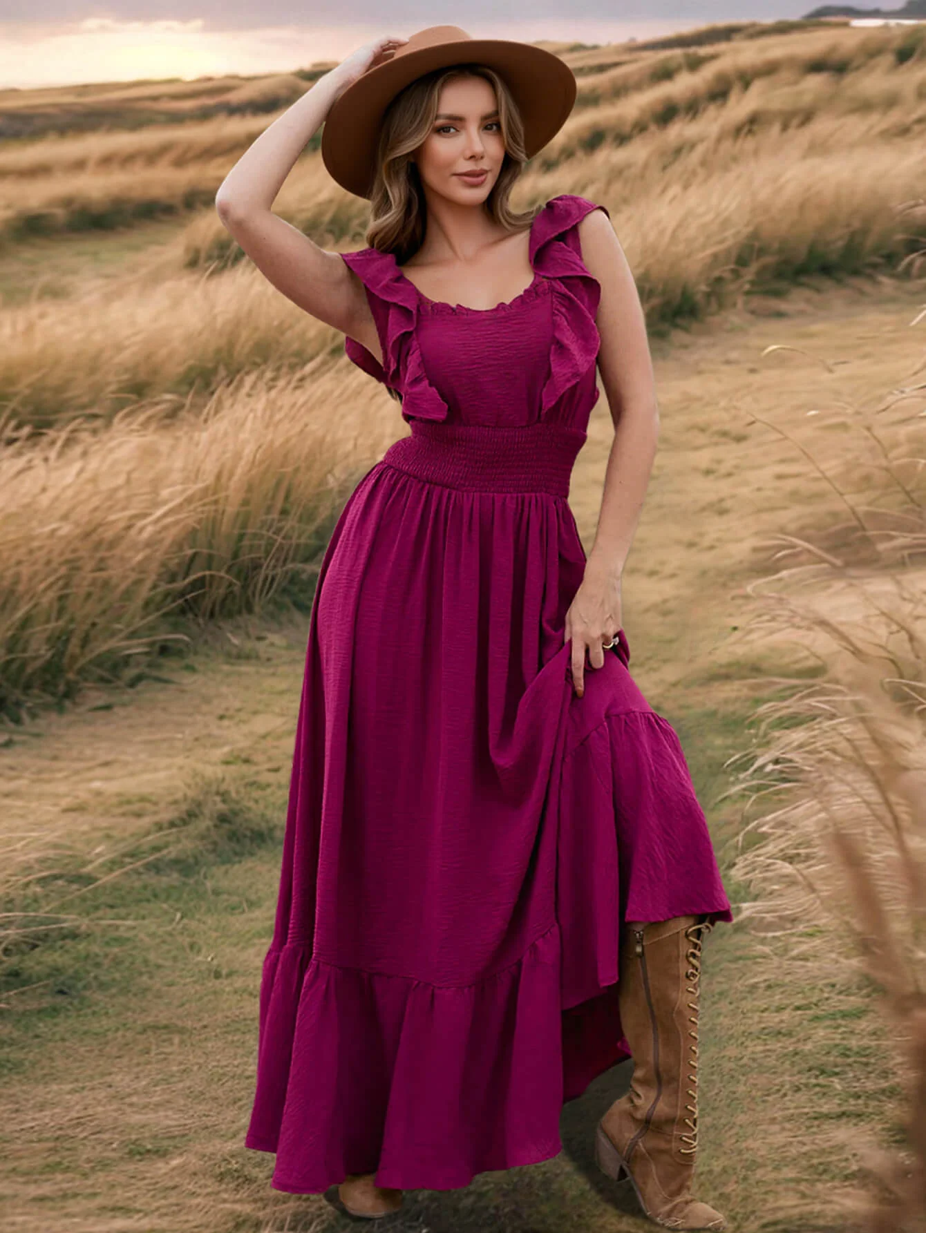 Meralda Ruffle Shoulder Maxi Dress - Image 10