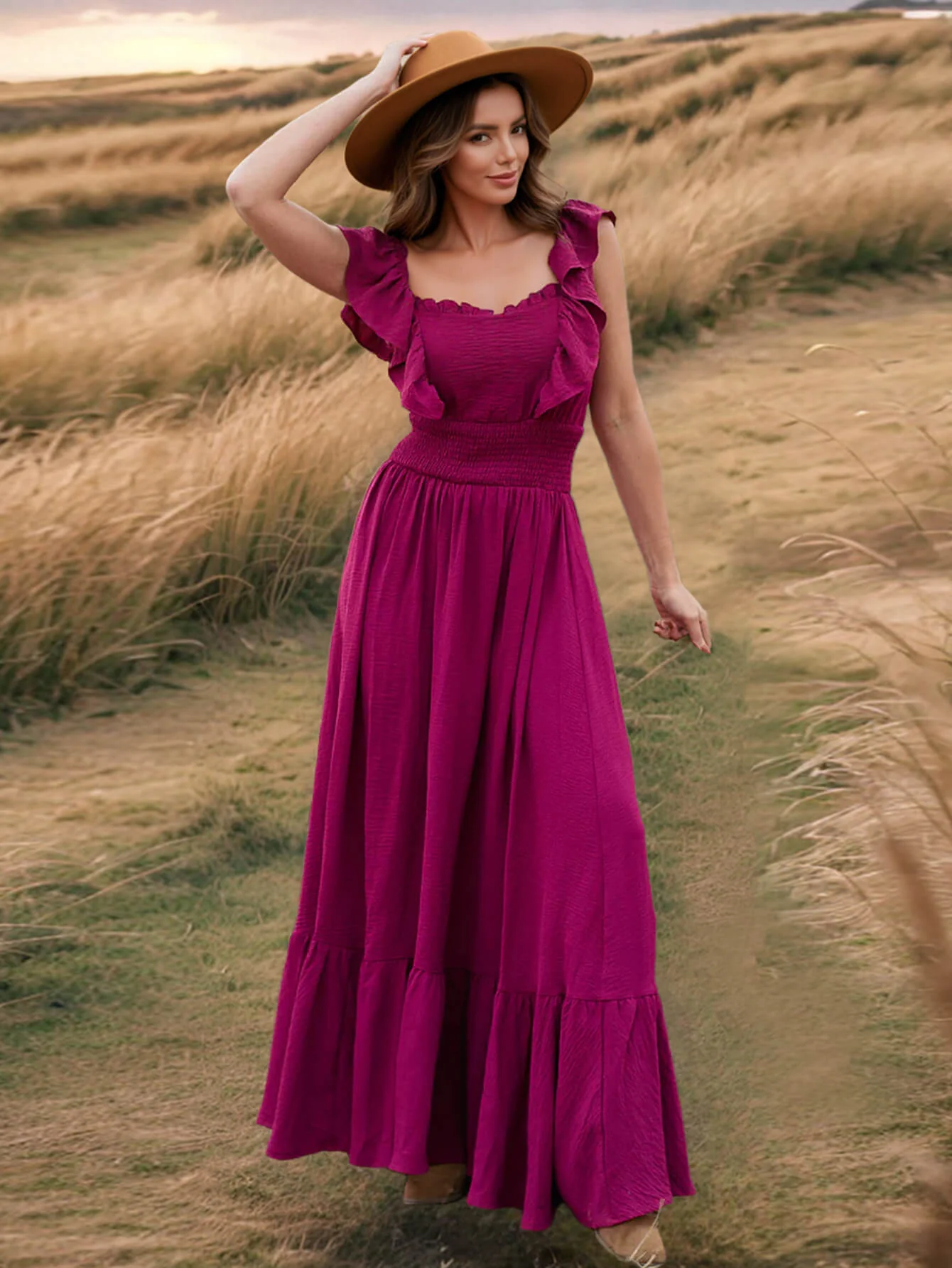 Meralda Ruffle Shoulder Maxi Dress - Image 11