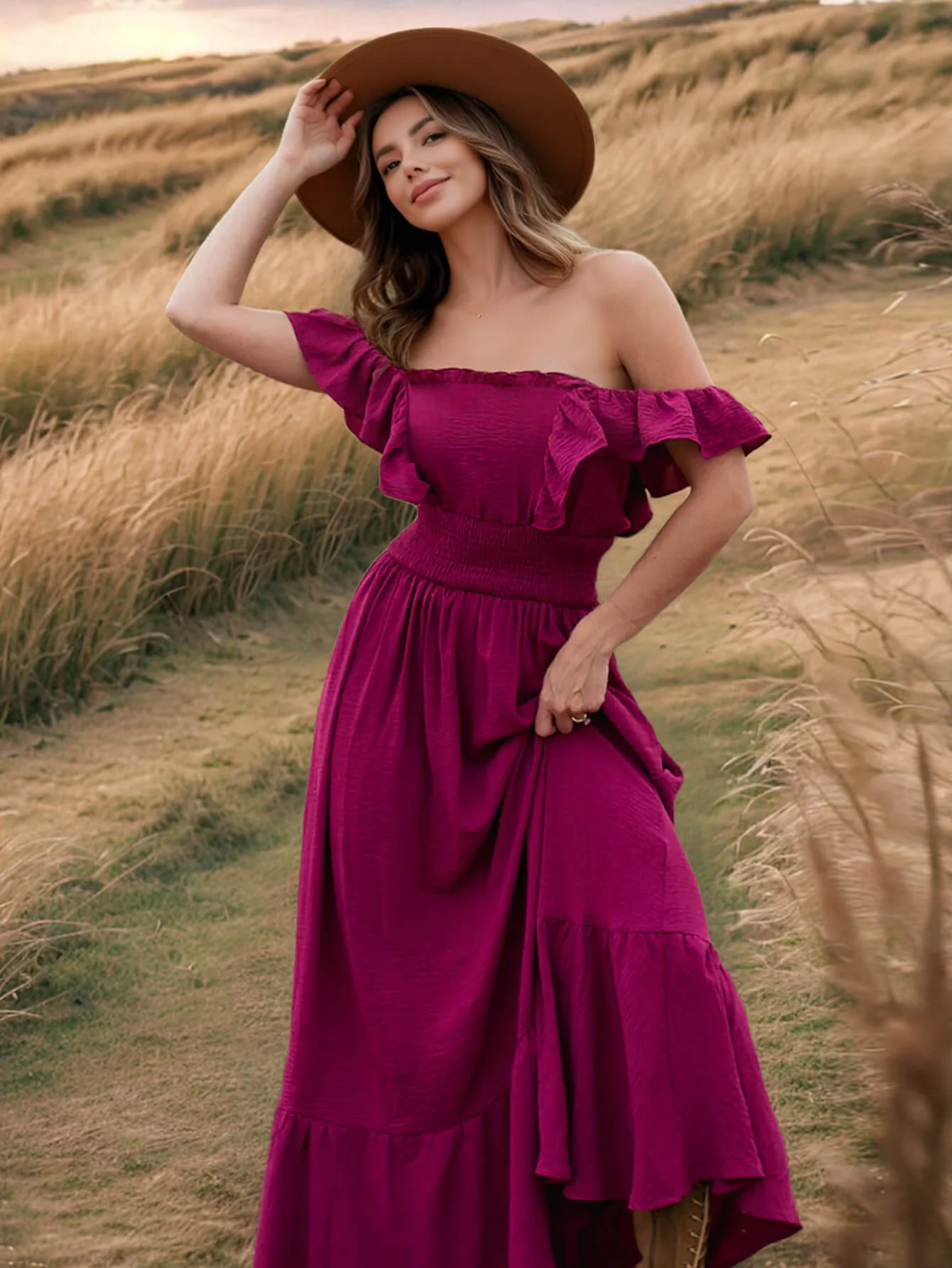 Meralda Ruffle Shoulder Maxi Dress - Image 13