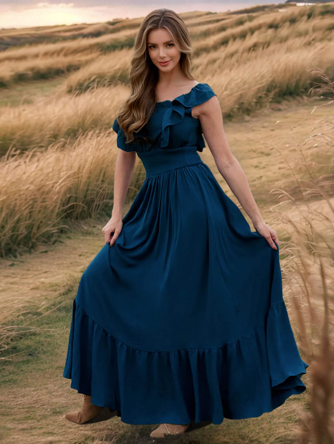 Meralda Ruffle Shoulder Maxi Dress - Image 17