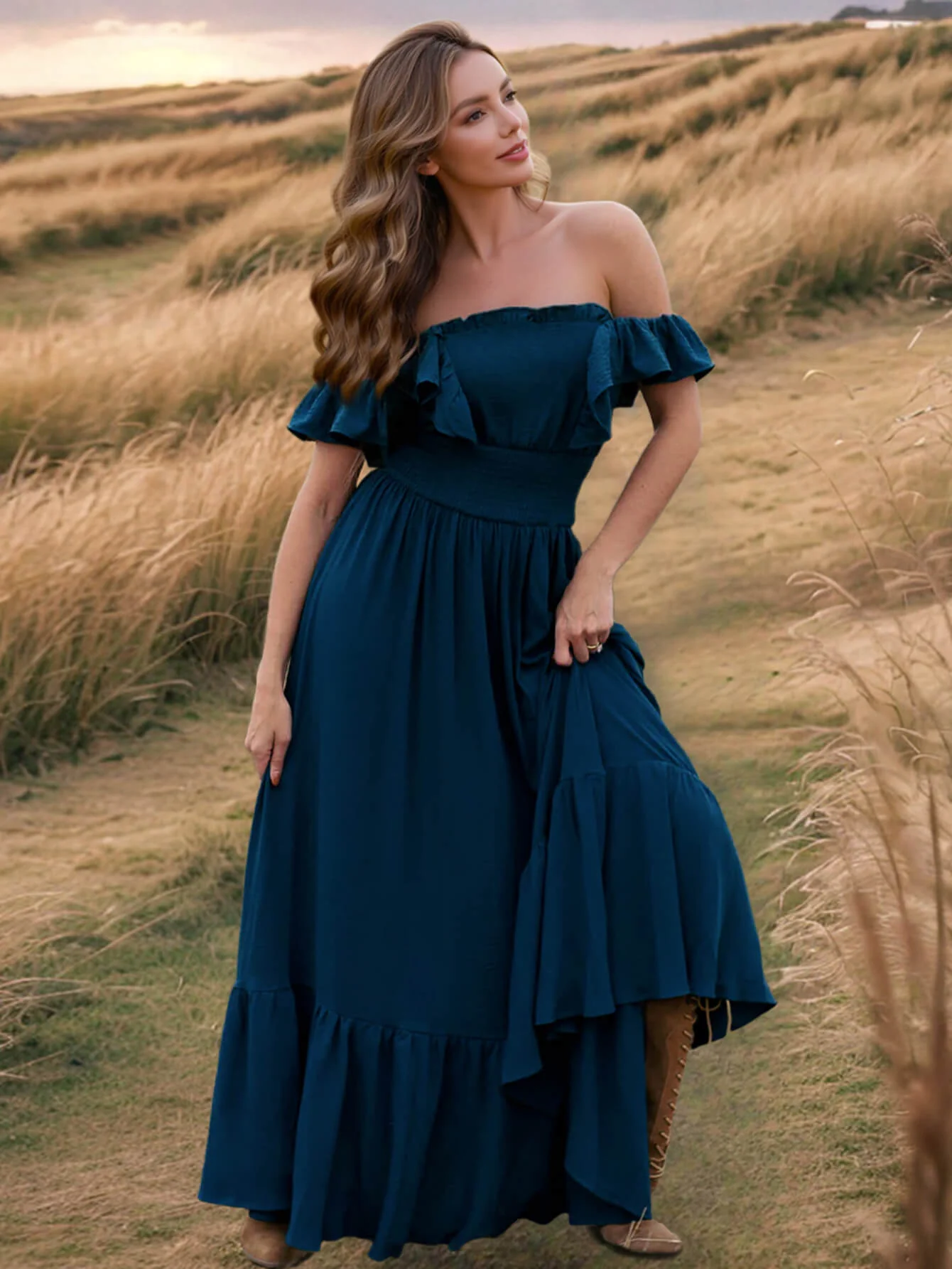 Meralda Ruffle Shoulder Maxi Dress - Image 19