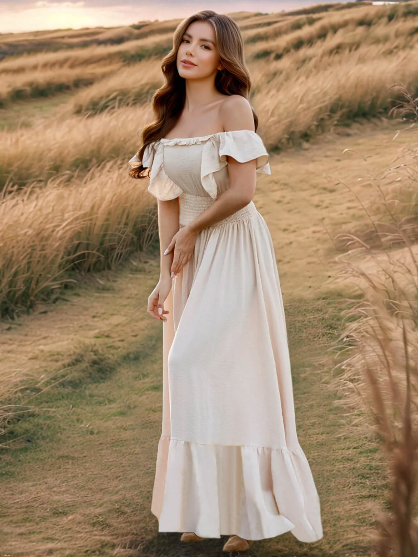 Meralda Ruffle Shoulder Maxi Dress - Image 4