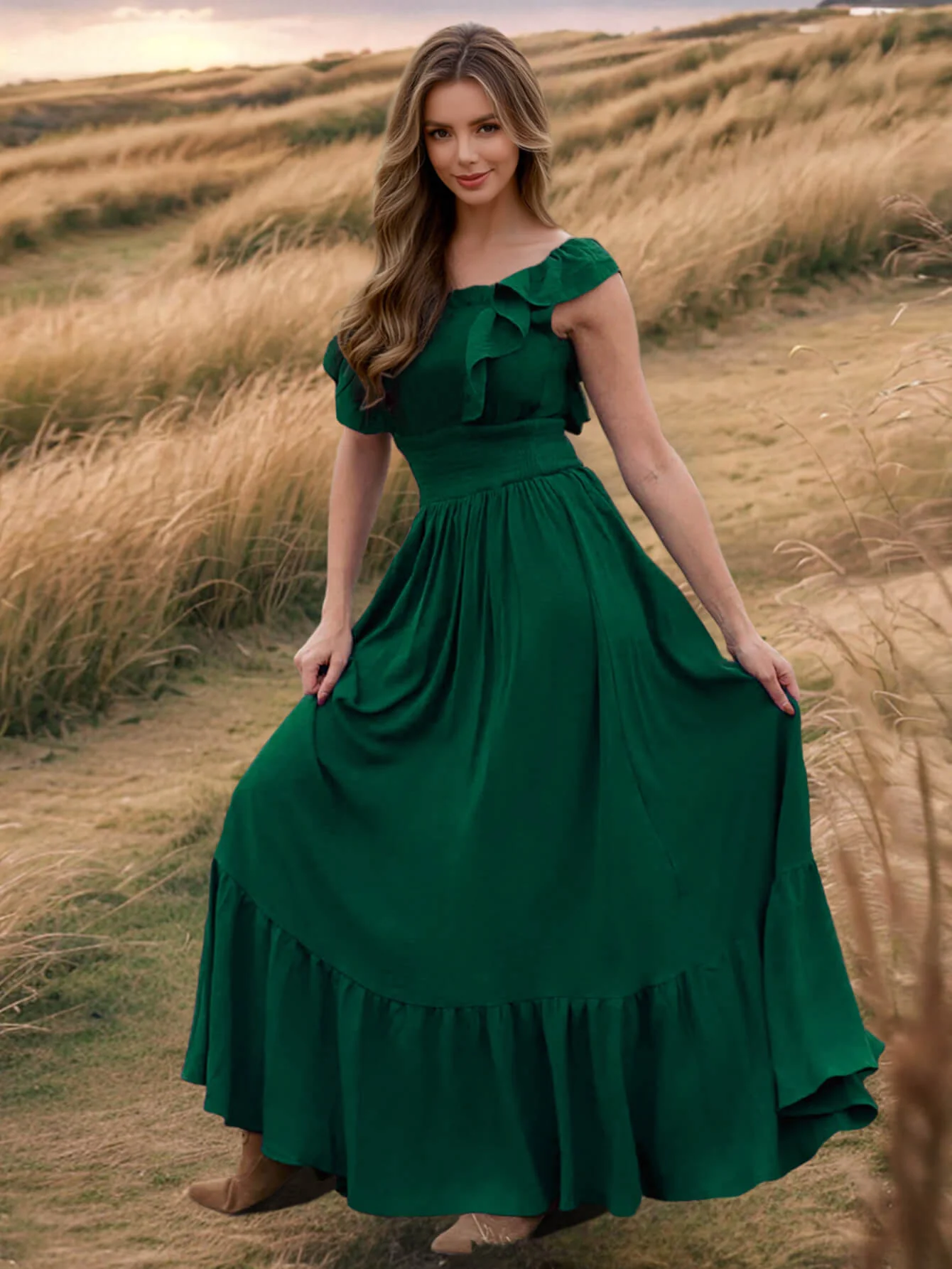 Meralda Ruffle Shoulder Maxi Dress - Image 6