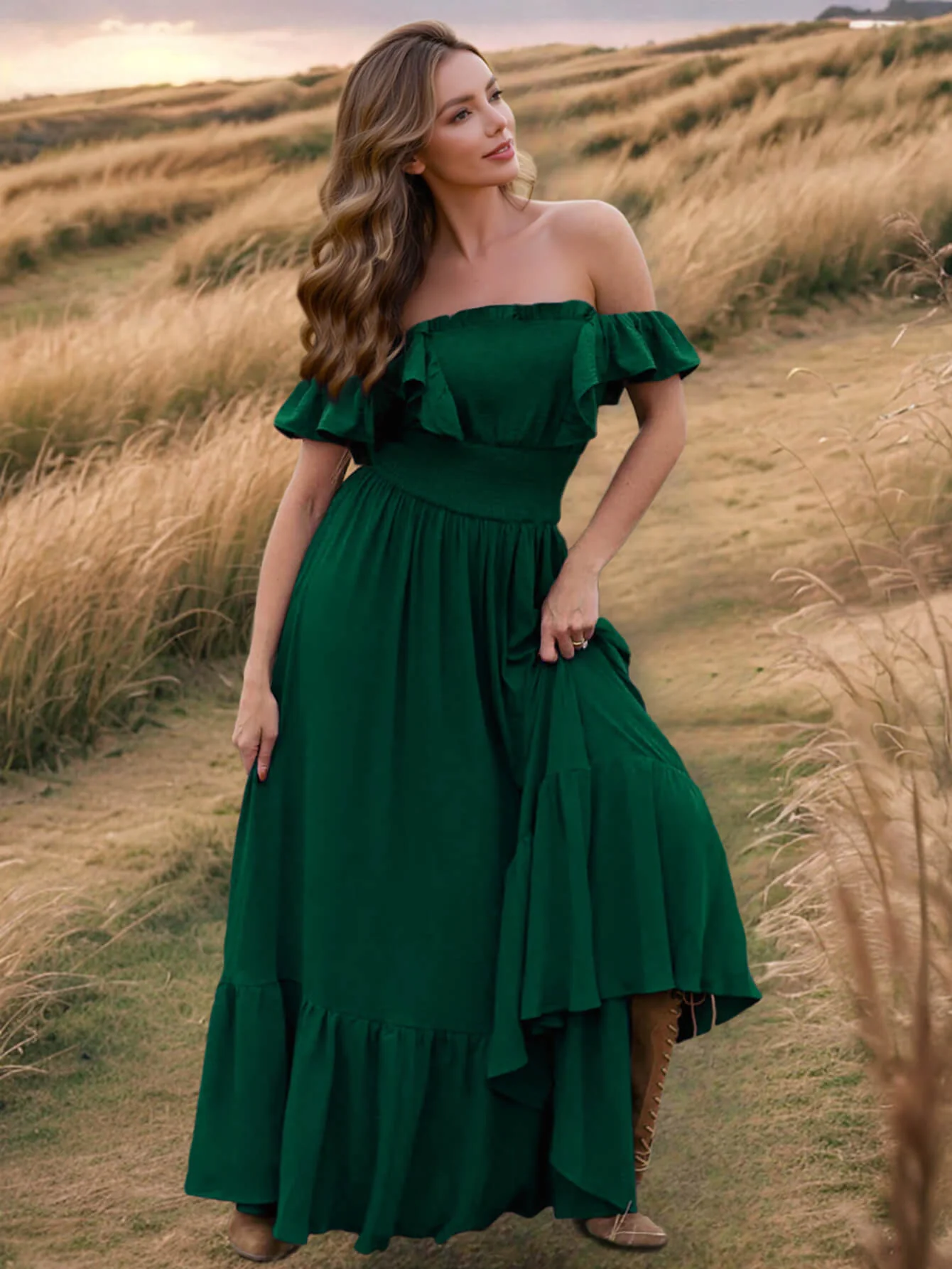Meralda Ruffle Shoulder Maxi Dress - Image 7