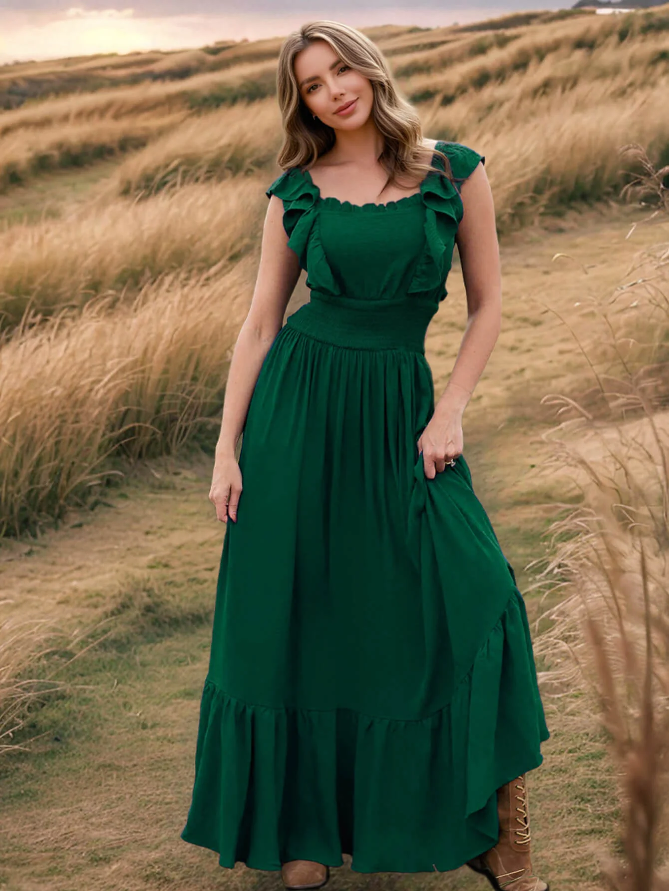 Meralda Ruffle Shoulder Maxi Dress - Image 8