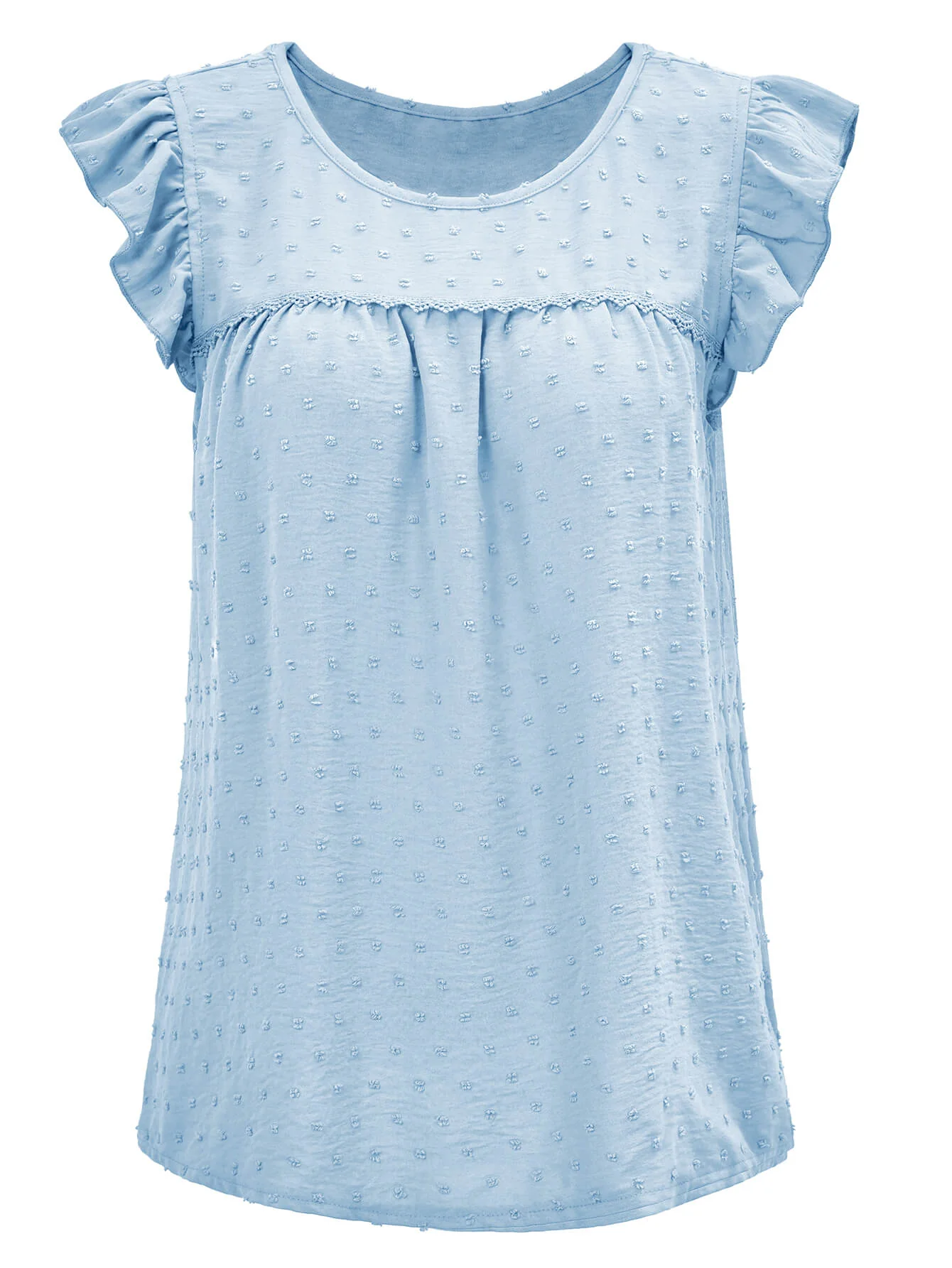 Meredith Short Ruffle Sleeve Top - Blue - Image 7