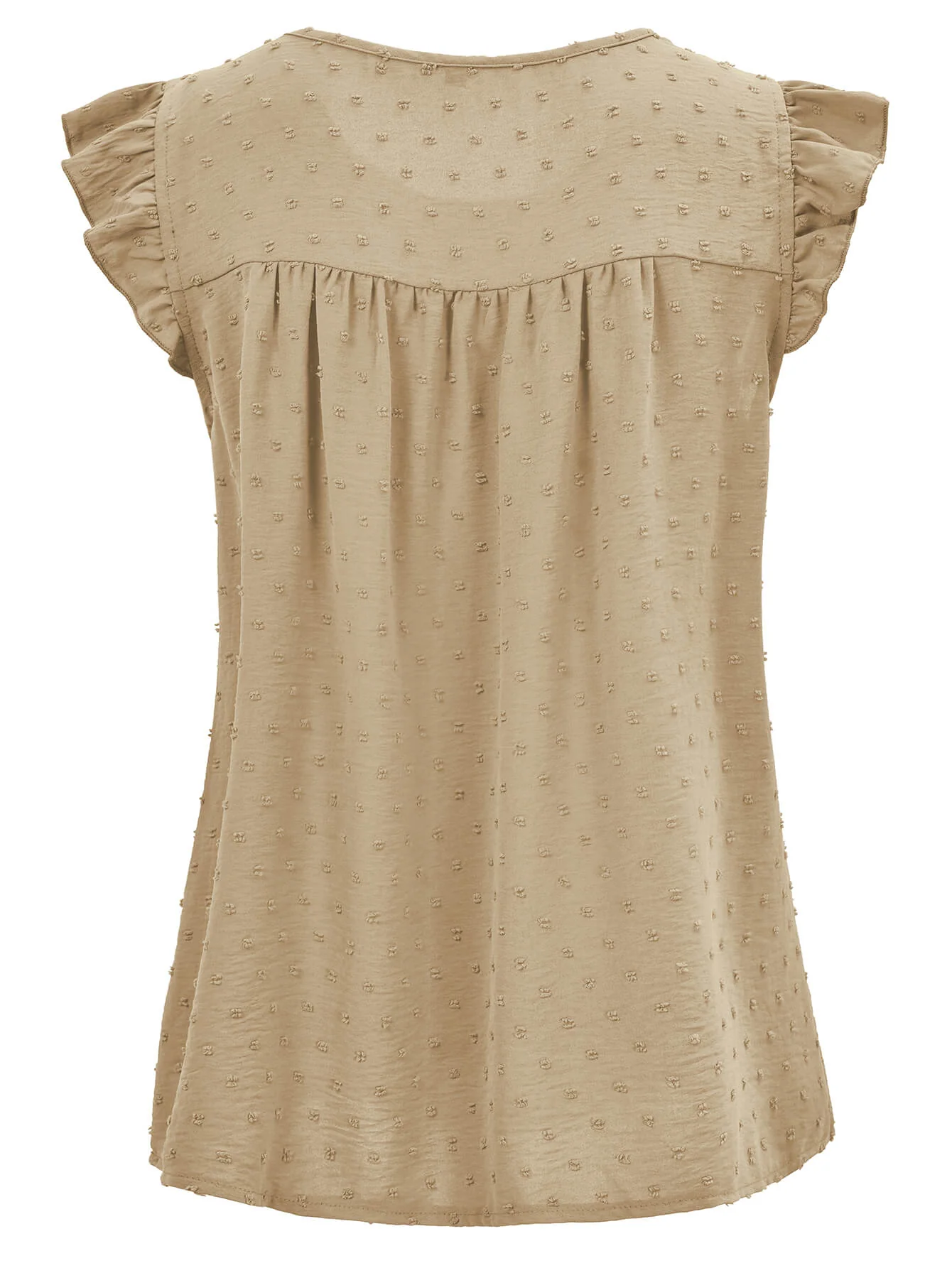 Meredith Short Ruffle Sleeve Top - Khaki - Image 8
